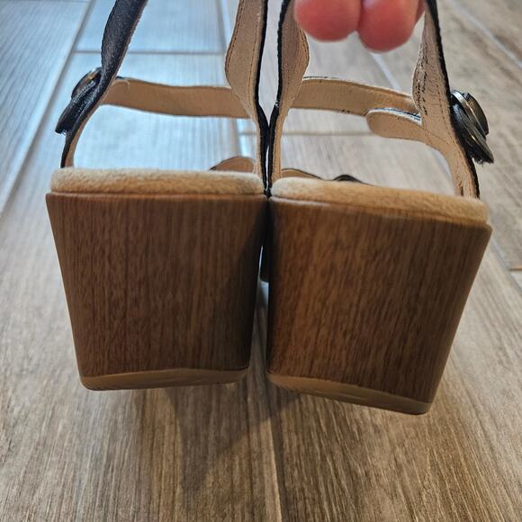 Dansko Season Sandals Women’s 40 US 9.5-10 Black Leather Comfort Platform Shoe - Picture 6 of 11